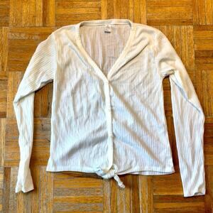 Tie Front Button Up Knit Cardigan